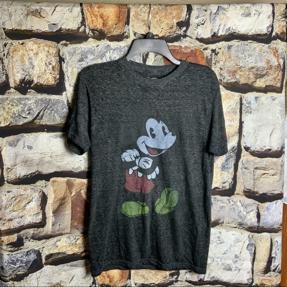 Disney Mickey Mouse Gray Black Tshirt Men Small